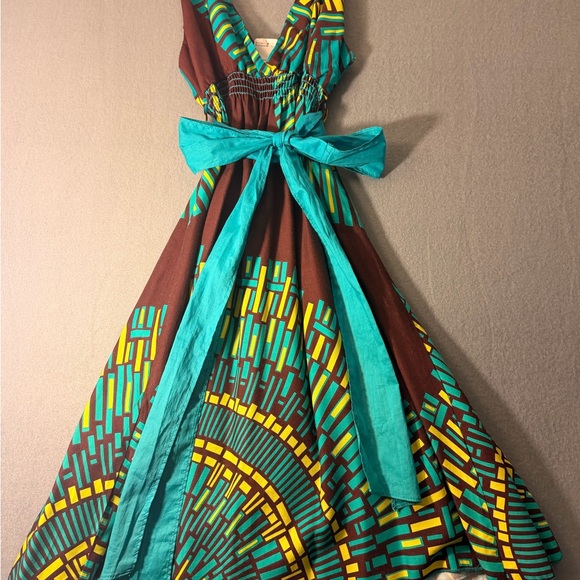 Forever 21 Brown and Teal Backless Dress - Picture 6 of 12